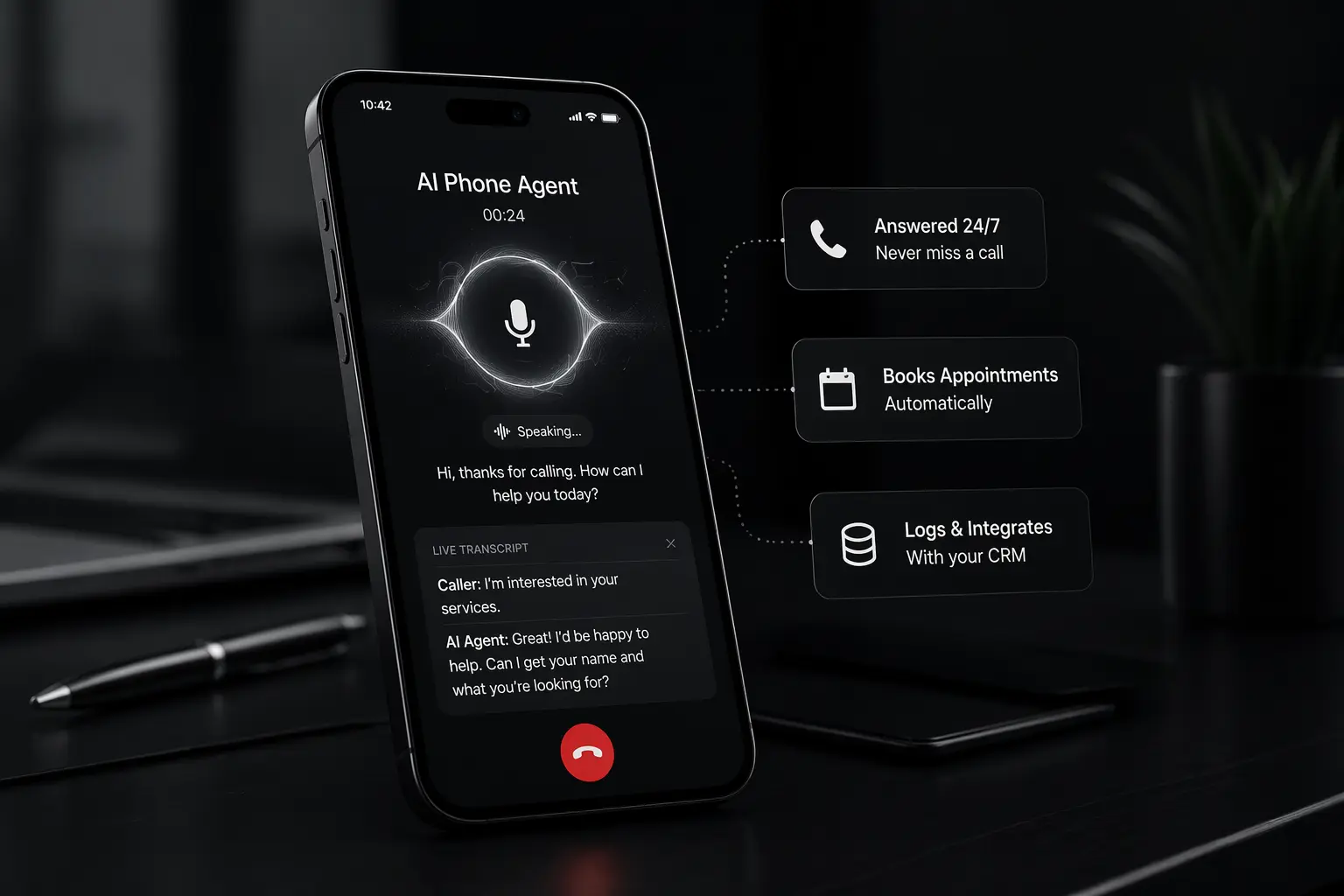 24/7 AI receptionist dashboard